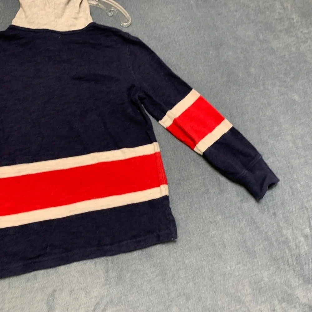Gap Kids Hoodie Boys XS Multicolor Colorblock Henley Neck Side Slit High Low Hem